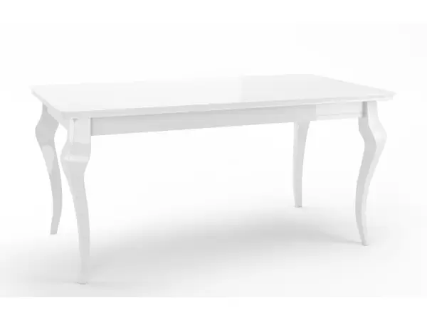 OD RĘKI ! MERSO LL stół rozkładany 70x120-160 cm blat biały połysk, podstawa oraz gięte nogi czarny mat